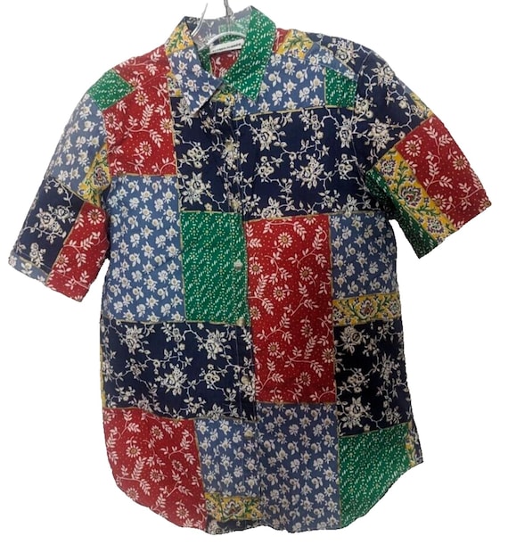 Vtg Alfred Dunner Multi Patchwork Button Top Size… - image 1