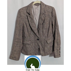 Free People Multi Tweed Leinen Academia Blazer Jacke - Damen S S - Moderne Prep Dark Academia Office Bild 1
