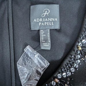 New Adrianna Papell Black Embellished Rhinestone Sequin Formal Gown | Goth Glam Old Money Black Tie | Size 6 READ image 7