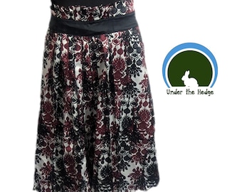 Worthington Red Black White Satin Dirndl Skirt Tulle Lined - Women's 8 - Whimsigoth Corporate Goth Dark Coquette Cocktail Party Event