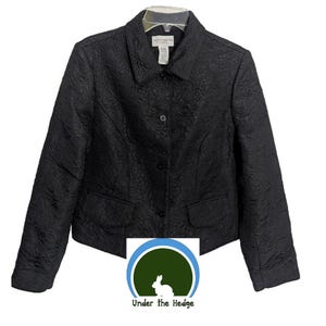 Vtg Jaclyn Smith Classic Black Quilted Button Up Jacket Size XL Lined SH6 Goth