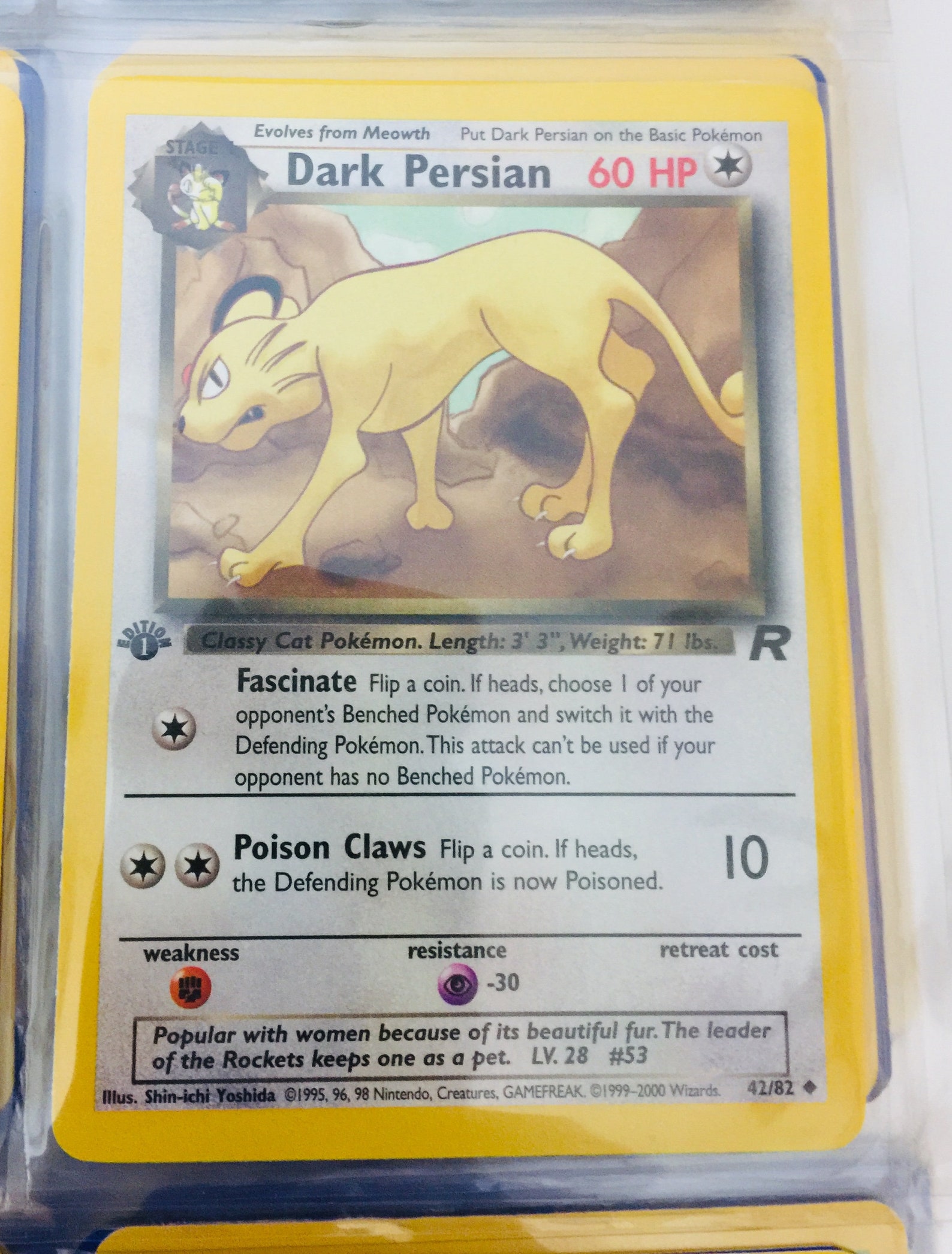 Vintage 1st Edition Pokemon DARK PERSIAN Card 42/82 NM Etsy