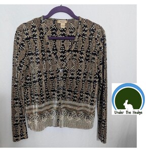 Cardigã plissado de manga comprida com estampa variada dos anos 90, tamanho pequeno, estilo vintage para escritório P2