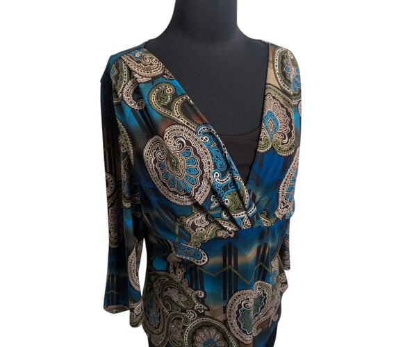 Y2K Multi Scroll Layered Stretch Top Large enchan… - image 2