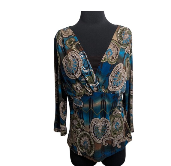 Y2K Multi Scroll Layered Stretch Top Large enchan… - image 1