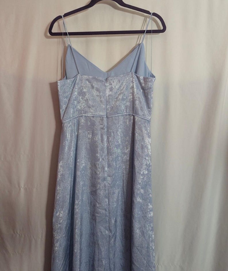 Adrianna Papell Metallic Light Blue Cowl Strappy Formal Maxi Gown - Women's 10 - Fairycore Glam Prom Elegance Feminine image 6