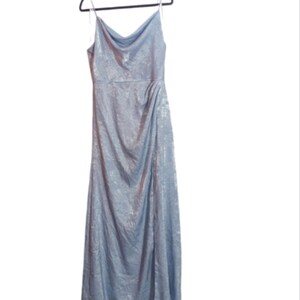 Adrianna Papell Metallic Light Blue Cowl Strappy Formal Maxi Gown - Women's 10 - Fairycore Glam Prom Elegance Feminine image 2