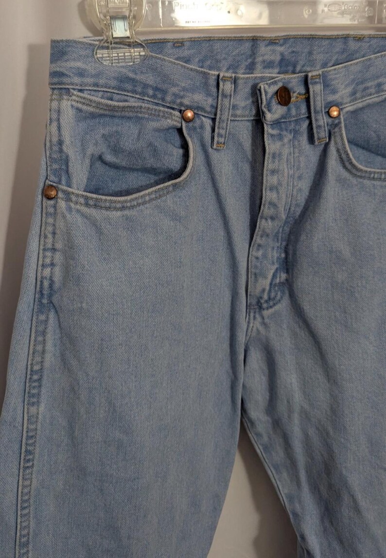 Vintage Wrangler Light Wash Hohe Taille Gerades Bein Denim Jeans | Western Indie Cowgirl 90er | Juniors 9/32 Bild 3