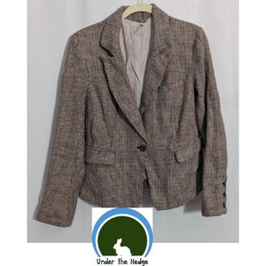 Free People Multi Tweed Linen Academia Blazer Jacket - Women's Small - Modern Prep Dark Academia Office image 1