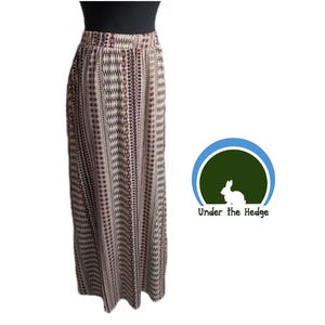 Cato Beige Burgundy gemusterter Maxi-Strickrock in A-Linie zum Überziehen - Damengröße 14/16W - Erdiger Boho-Cottagecore-Indie-Stil