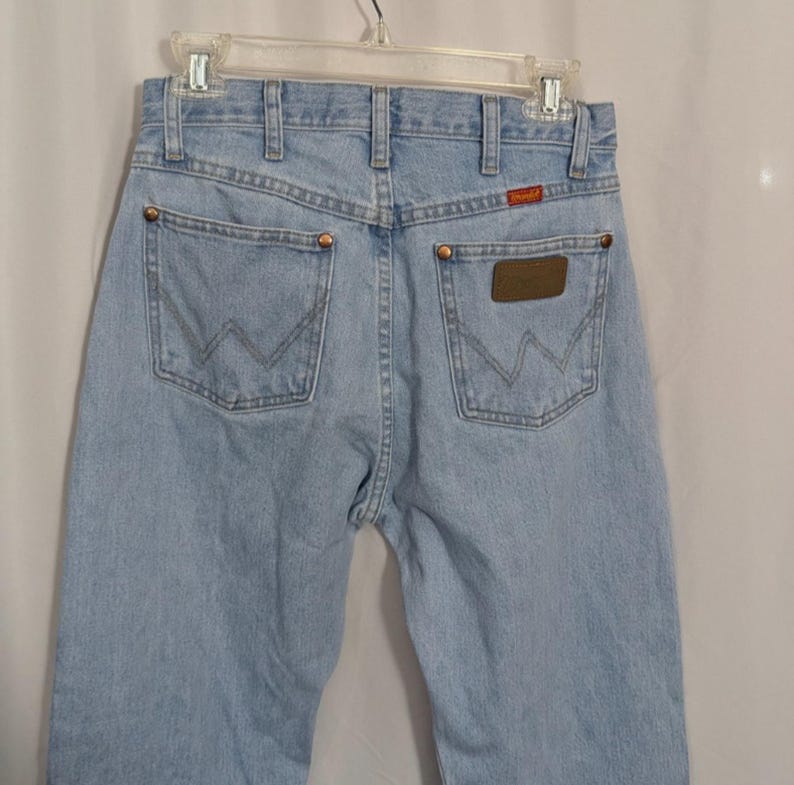 Vintage Wrangler Light Wash High Waist Straight Leg Denim Jeans | Western Indie Cowgirl 90s | Juniors 9/32 image 5