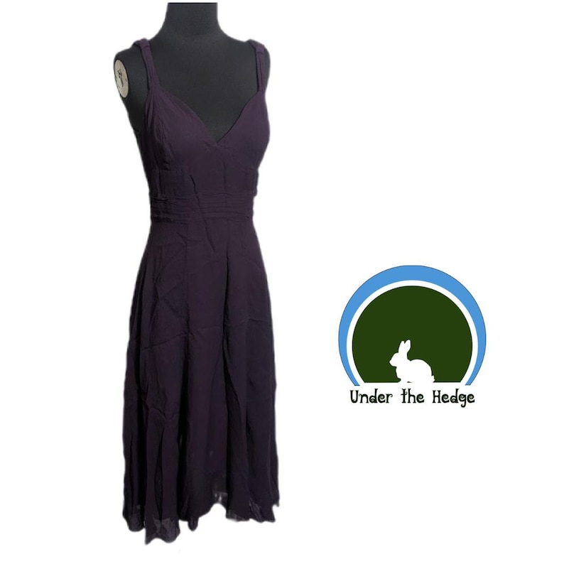 Vintage Anthropologie Elevenses Deep Purple Sleeveless Midi Dress - Women's 6 - Whimsigoth Fairy Goth Boho Dark Romantic Grunge image 1