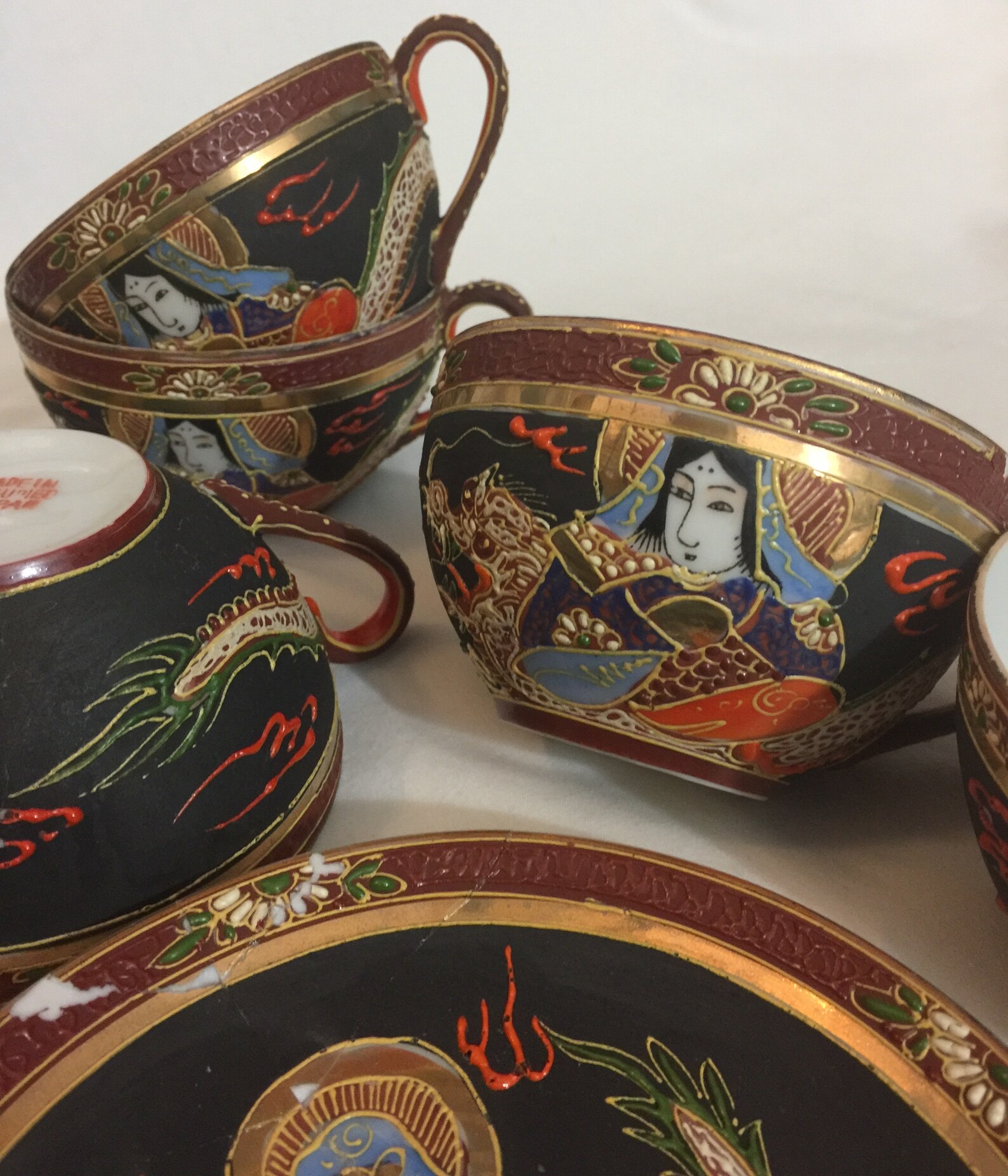 Vintage 14pc Handpainted SATSUM MORIAGE Occupied Japan Tea Set Etsy