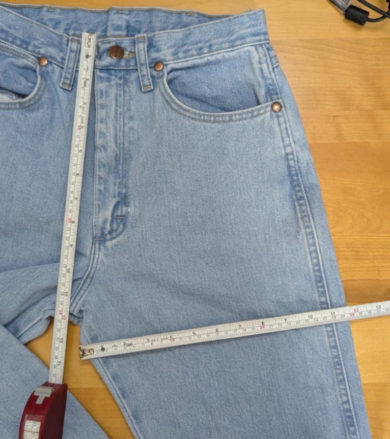 Vintage Wrangler Light Wash High Waist Straight Leg Denim Jeans | Western Indie Cowgirl 90s | Juniors 9/32 image 8