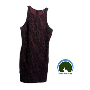 Burgundy Dress With Black Overlay - Etsy