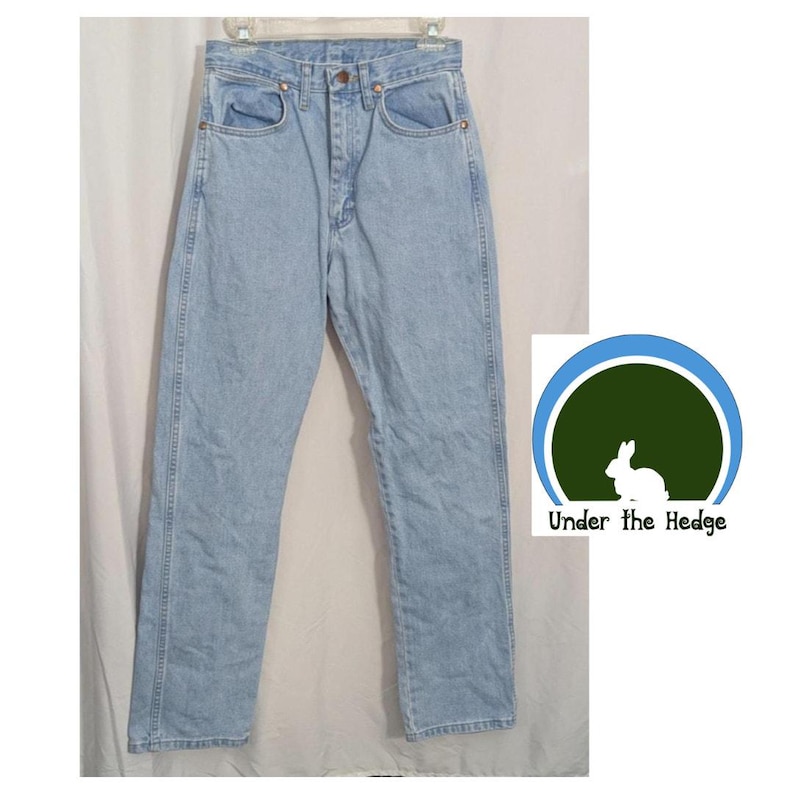 Vintage Wrangler Light Wash Hohe Taille Gerades Bein Denim Jeans | Western Indie Cowgirl 90er | Juniors 9/32 Bild 1