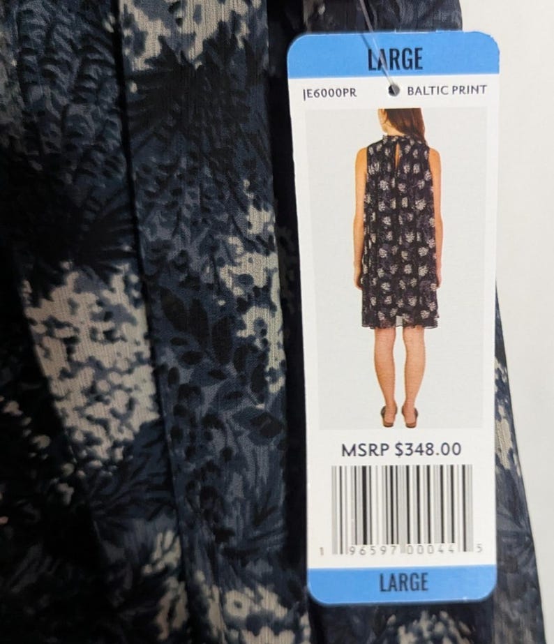 New Joie Anthropologie Baltic Print Chiffon Babydoll Sheath Dress - Women's Large - Boho Coquette Designer Party Special Occasion Wedding image 6