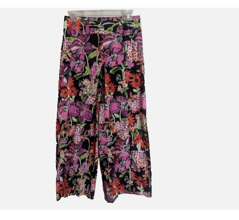 Vintage 90s Lilly Pulitzer Multi Floral Wide Leg Pants - Women's 4 - Preppy Bloomcore Resort Colorful image 2