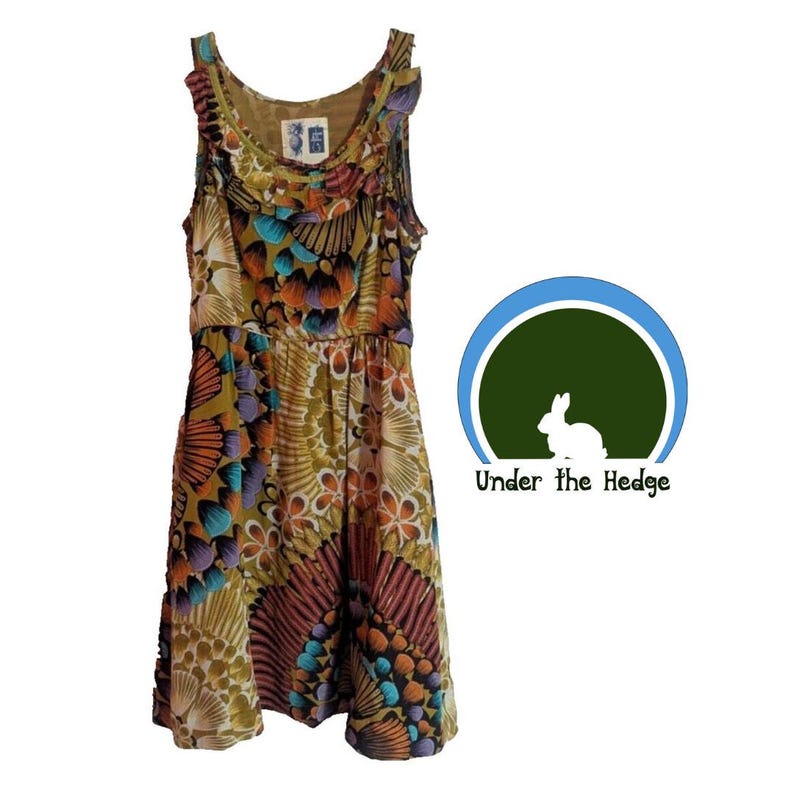 Vintage Anthropologie Edme & Esyllte Abstract Floral Silk Midi Dress | Whimsigoth Fairycore Maximalist Boho | Size 2 image 1