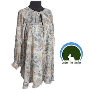 Anthropologie Flying Tomato Ivory Paisley Babydoll Mini Dress Balloon Sleeves - Women's Small - Cottagecore Coquette image 1