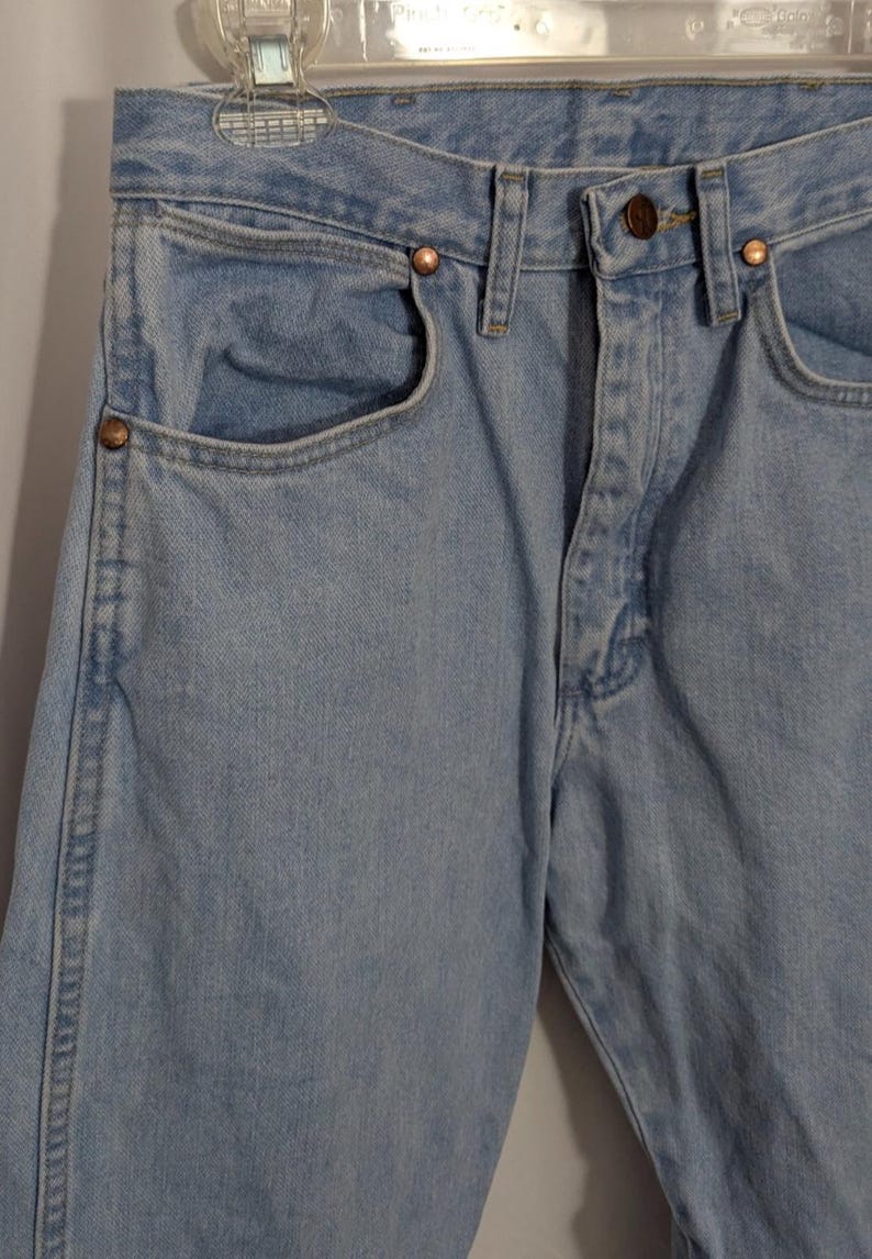 Vintage Wrangler Light Wash High Waist Straight Leg Denim Jeans | Western Indie Cowgirl 90s | Juniors 9/32 image 3
