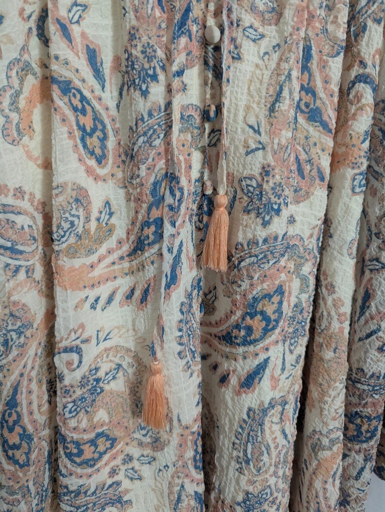 Anthropologie Flying Tomato Ivory Paisley Babydoll Mini Dress Balloon Sleeves - Women's Small - Cottagecore Coquette image 4