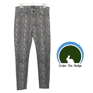 Vintage Hudson Gray Black Snakeskin Animal Print Skinny Pants - Women's 29 - Uptown Punk Elevated Indie Sleaze Grunge Goth image 1