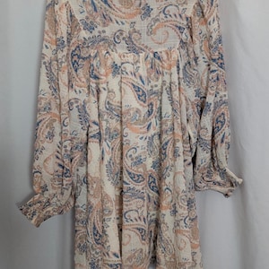 Anthropologie Flying Tomato Ivory Paisley Babydoll Mini Dress Balloon Sleeves - Women's Small - Cottagecore Coquette image 8