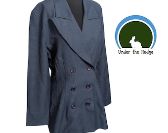 VTG LA Belle Blauer Hahnentritt Zweireiher Blazer Medium Grunge Goth Retro F1