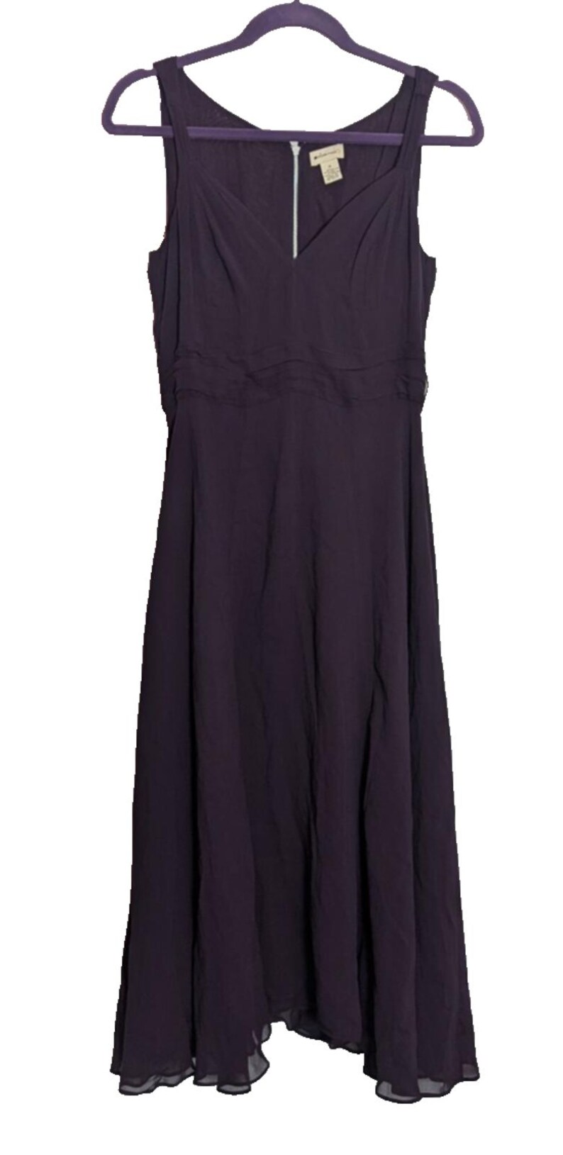 Vintage Anthropologie Elevenses Deep Purple Sleeveless Midi Dress - Women's 6 - Whimsigoth Fairy Goth Boho Dark Romantic Grunge image 2