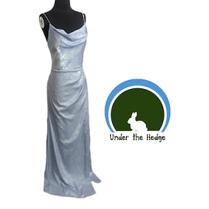 Adrianna Papell Metallic Light Blue Cowl Strappy Formal Maxi Gown - Women's 10 - Fairycore Glam Prom Elegance Feminine image 1