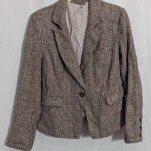 Free People Multi Tweed Linen Academia Blazer Jacket - Women's Small - Modern Prep Dark Academia Office image 2