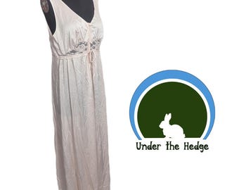 Vintage Shadowline Pale Pink Lace Sleeveless Maxi Nylon Gown - Women's Medium - Cottagecore Coquette Romantic