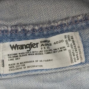 Vintage Wrangler Light Wash Hohe Taille Gerades Bein Denim Jeans | Western Indie Cowgirl 90er | Juniors 9/32 Bild 7