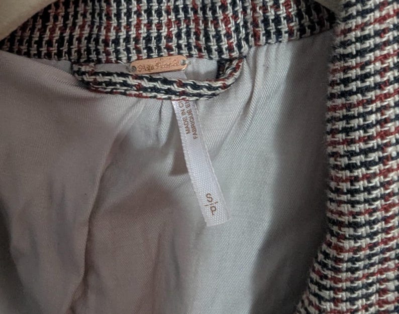 Free People Multi Tweed Linen Academia Blazer Jacket - Women's Small - Modern Prep Dark Academia Office image 4