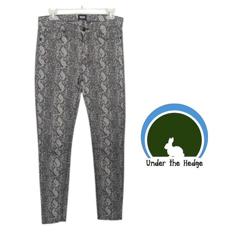 Pantalones superajustados Nico de piel de serpiente negra Hudson Gray, talla 29, elásticos, grunge, J2 imagen 1