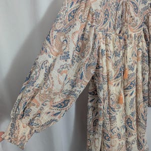 Anthropologie Flying Tomato Ivory Paisley Babydoll Mini Dress Balloon Sleeves - Women's Small - Cottagecore Coquette image 5