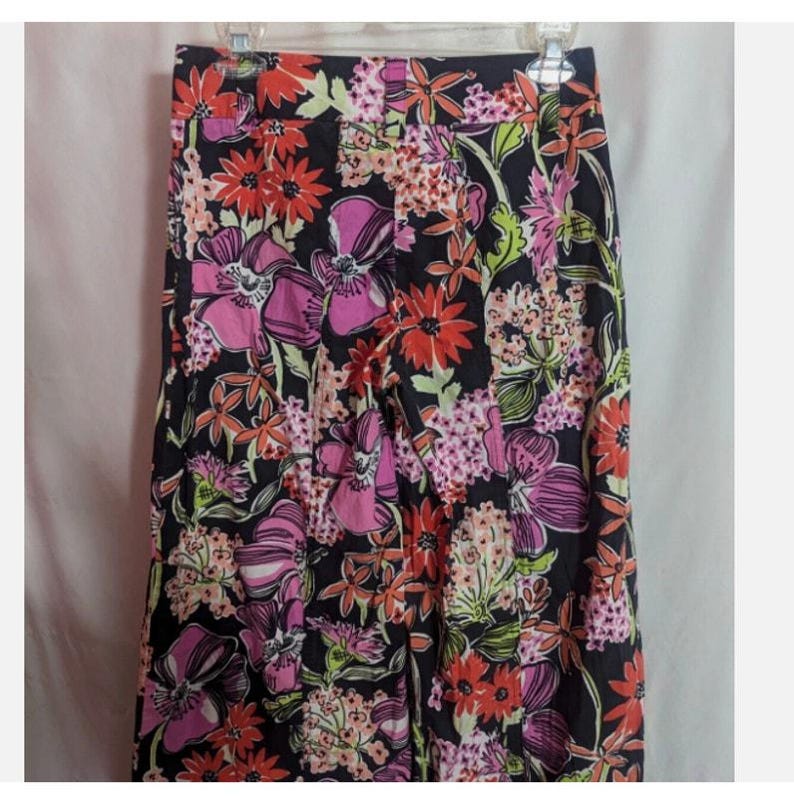 Vintage 90s Lilly Pulitzer Multi Floral Wide Leg Pants - Women's 4 - Preppy Bloomcore Resort Colorful image 4