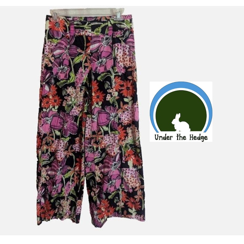 Vintage 90s Lilly Pulitzer Multi Floral Wide Leg Pants - Women's 4 - Preppy Bloomcore Resort Colorful image 1
