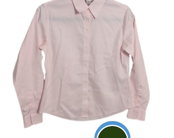 Vintage Petite Sophisticate Light Pink Long Sleeve Button Up Shirt - Women's Petite Small - Soft Girl Office Chic Pastel