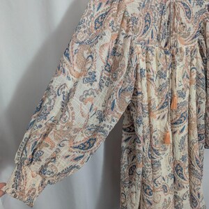 Anthropologie Flying Tomato Ivory Paisley Babydoll Mini Dress Balloon Sleeves - Women's Small - Cottagecore Coquette image 5