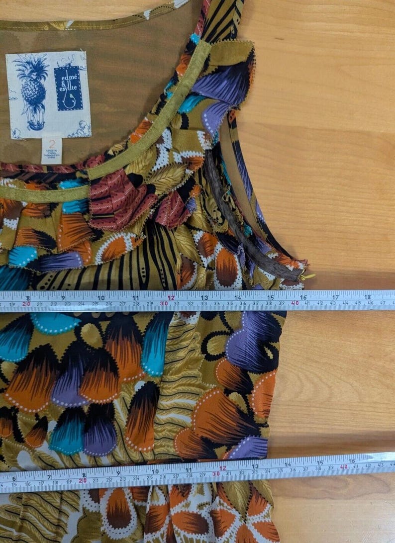 Vintage Anthropologie Edme & Esyllte Abstract Floral Silk Midi Dress | Whimsigoth Fairycore Maximalist Boho | Size 2 image 6