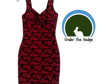 Vestido curto vintage Y2K Candies vermelho e preto floral - Tamanho XXS-XS - Estilo gótico, fada, indie, sensual, dark romance, vampiro