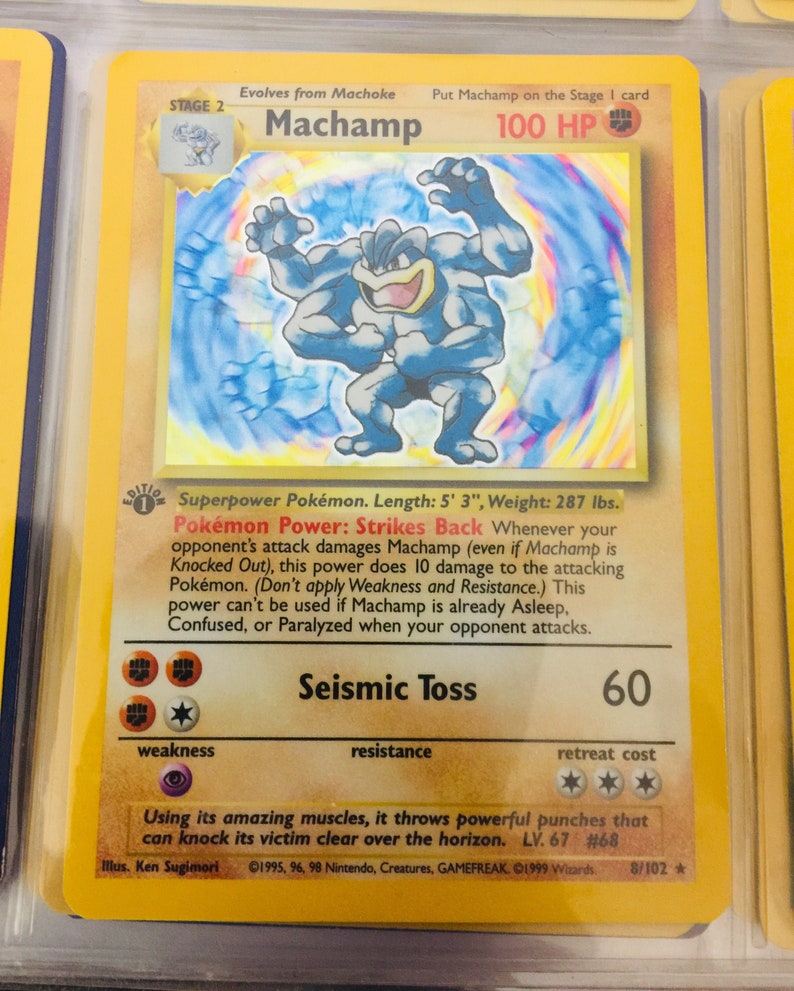 Vintage Pokemon 1st Edition MACHAMP Holo Card 8 102 MINT Etsy