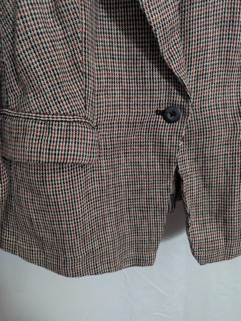 Free People Multi Tweed Leinen Academia Blazer Jacke - Damen S S - Moderne Prep Dark Academia Office Bild 3