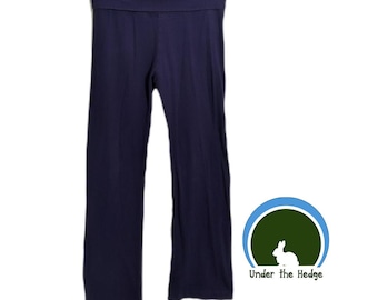 Vintage T Party Dark Purple Low Rise Fold Over Stretchy Flare Yoga Pants - 28.5" Inseam - Fits Medium - Y2K Indie Athleisure Streetwear