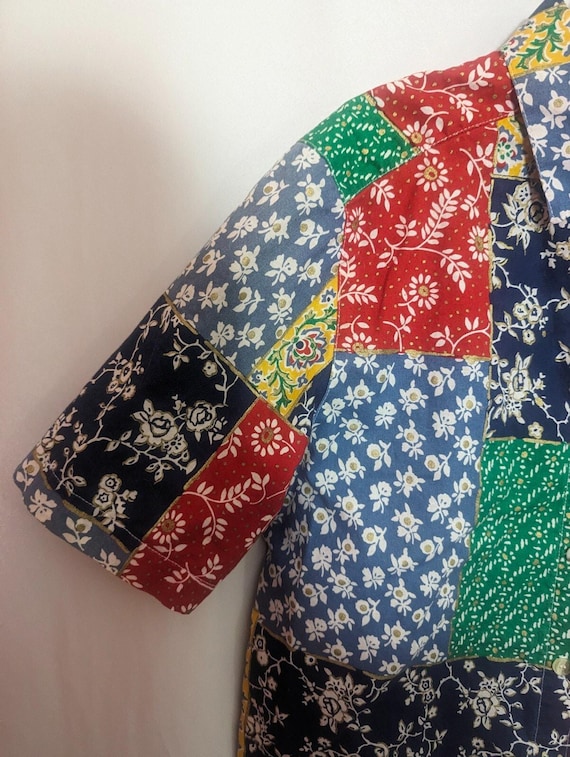 Vtg Alfred Dunner Multi Patchwork Button Top Size… - image 2