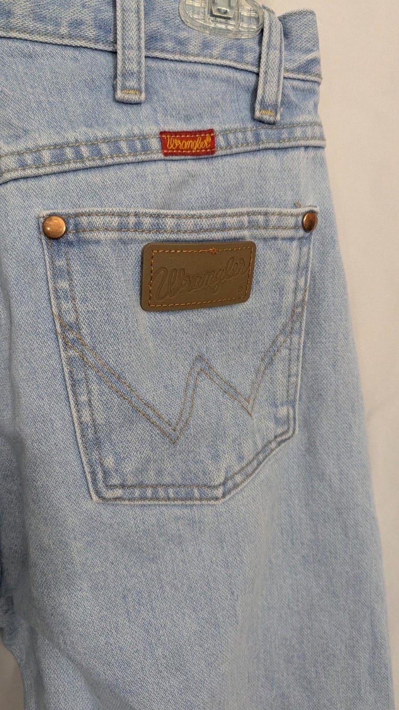 Vintage Wrangler Light Wash High Waist Straight Leg Denim Jeans | Western Indie Cowgirl 90s | Juniors 9/32 image 6