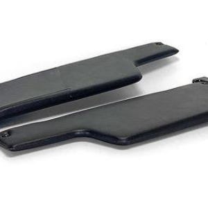 May include: A pair of black leather sun visors for a car. The visors are in a new condition and have a simple design.