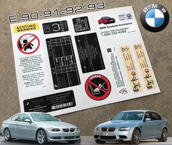 Decal Set Stickers for BMW E90 E91 E92 3 SERIES All Models Best